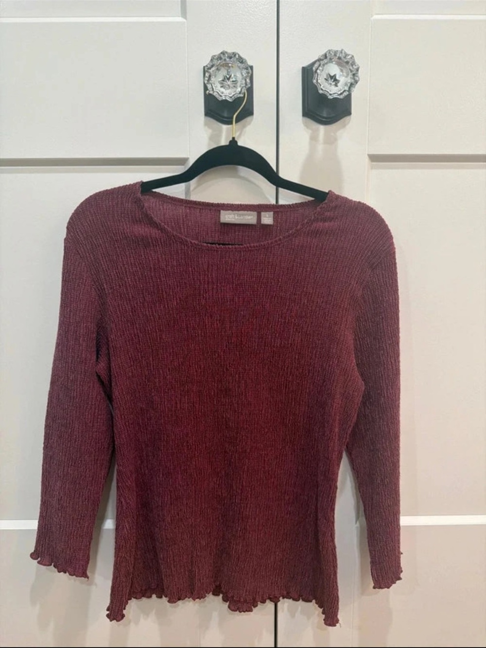 Women's size S Ribbed Long-Sleeve Top in Burgundy Lorelai Gilmore vibes